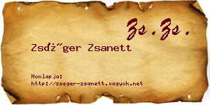 Zséger Zsanett névjegykártya